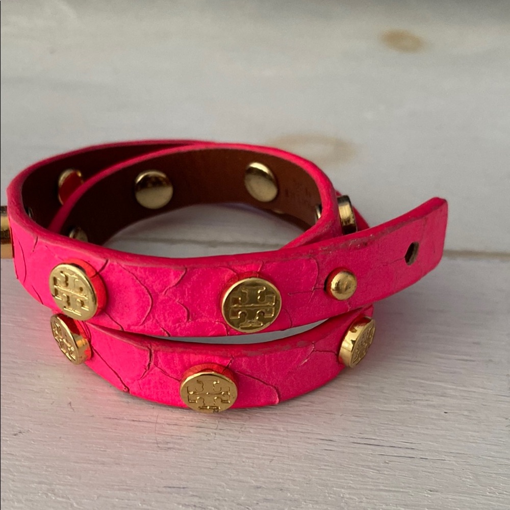 Tory Burch Pink and Gold Double-Wrap Belt
